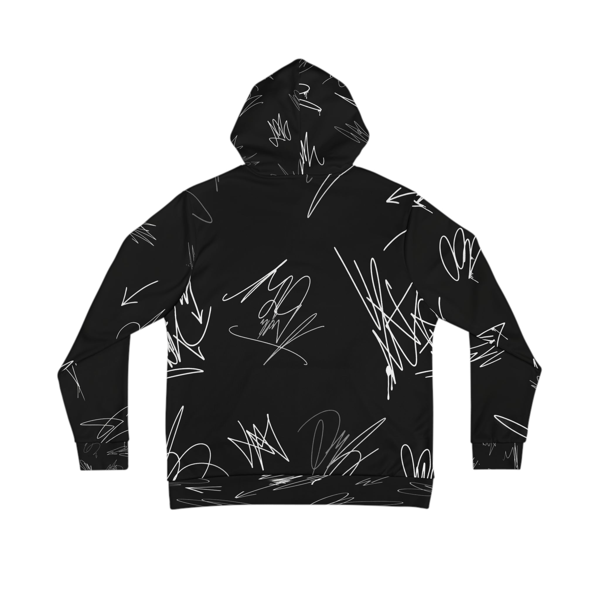Midnight Scribe Hoodie — Black & White Abstract Art Unisex Hoodie