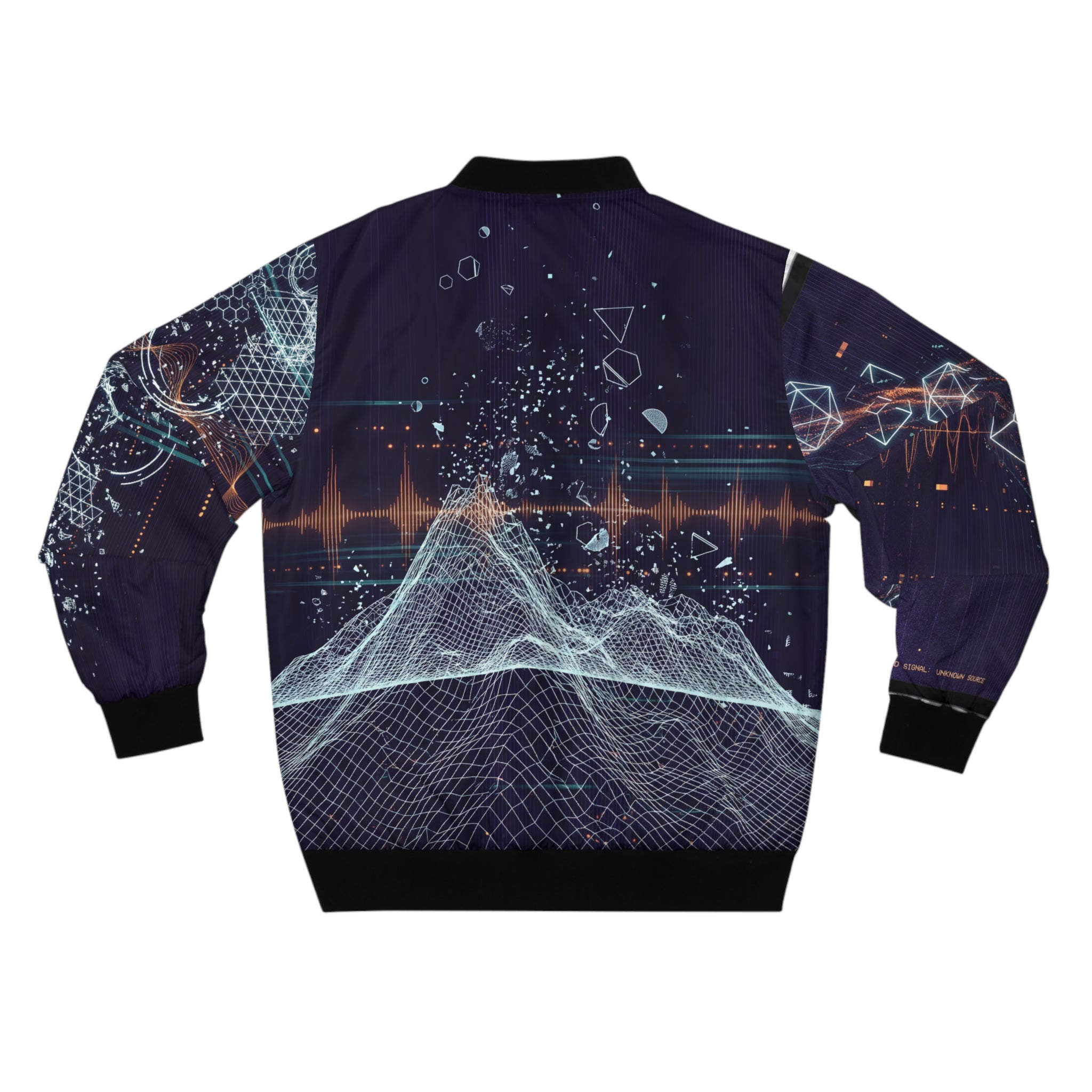 Techwave Bomber Jacket — Futuristic Waveform Tech Navy Bomber Jacket