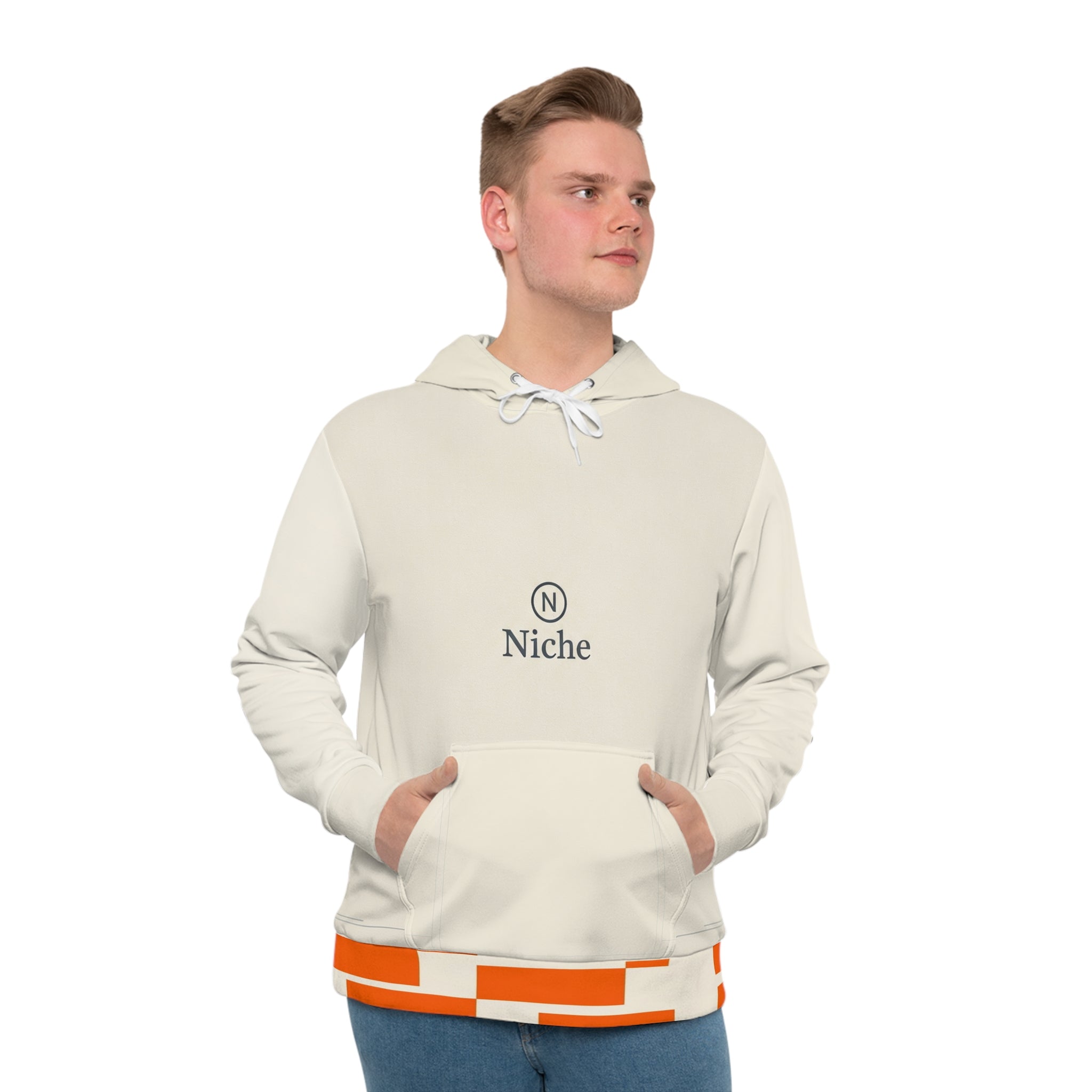 Sunset Reverie Hoodie — Cream & Orange Oversized Unisex Hoodie