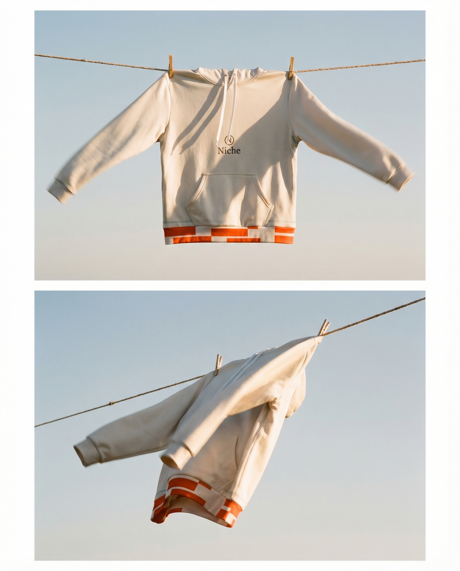 Sunset Reverie Hoodie — Cream & Orange Oversized Unisex Hoodie