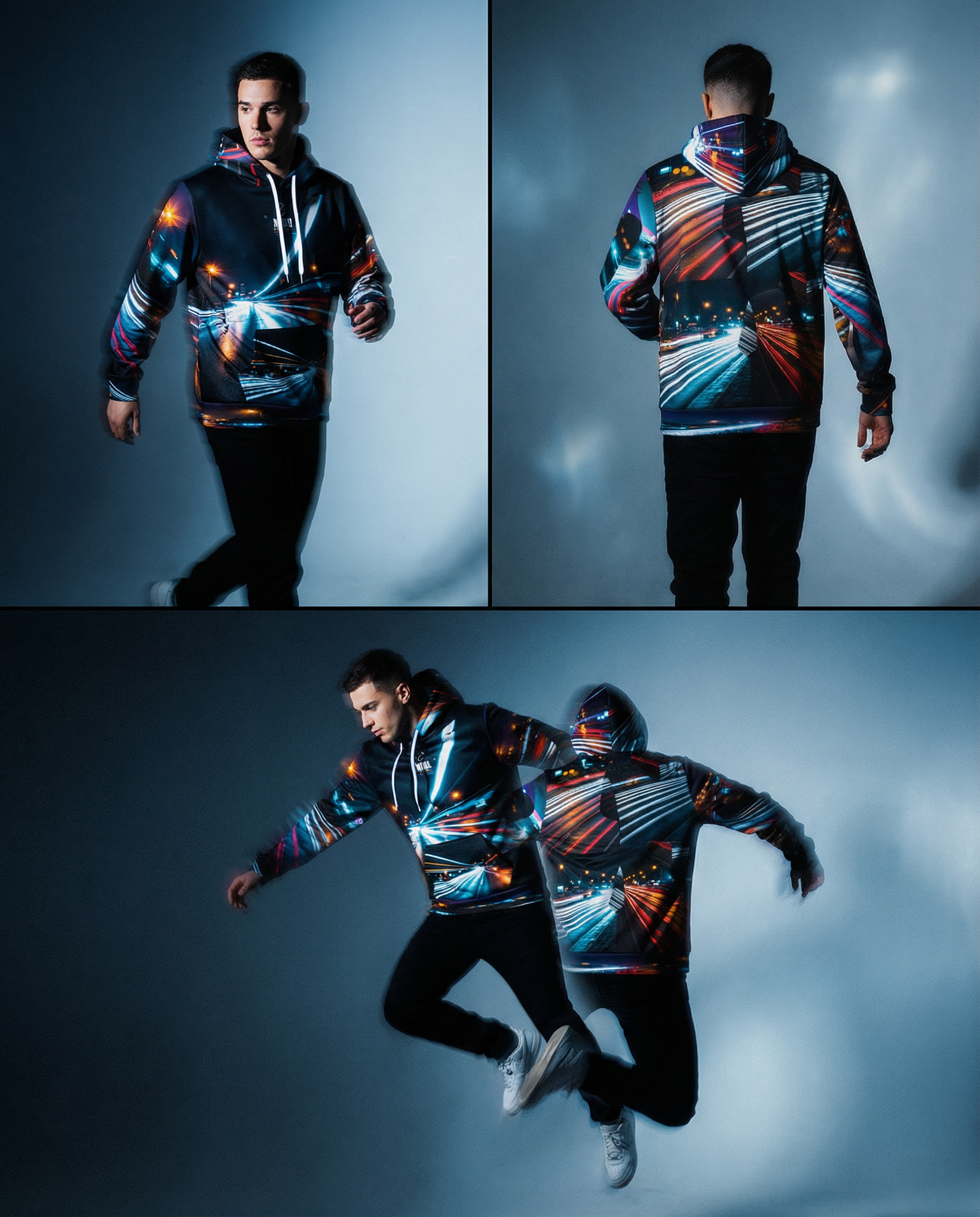 Night City Lights Hoodie — Urban Photography Long-Exposure Unisex Hoodie