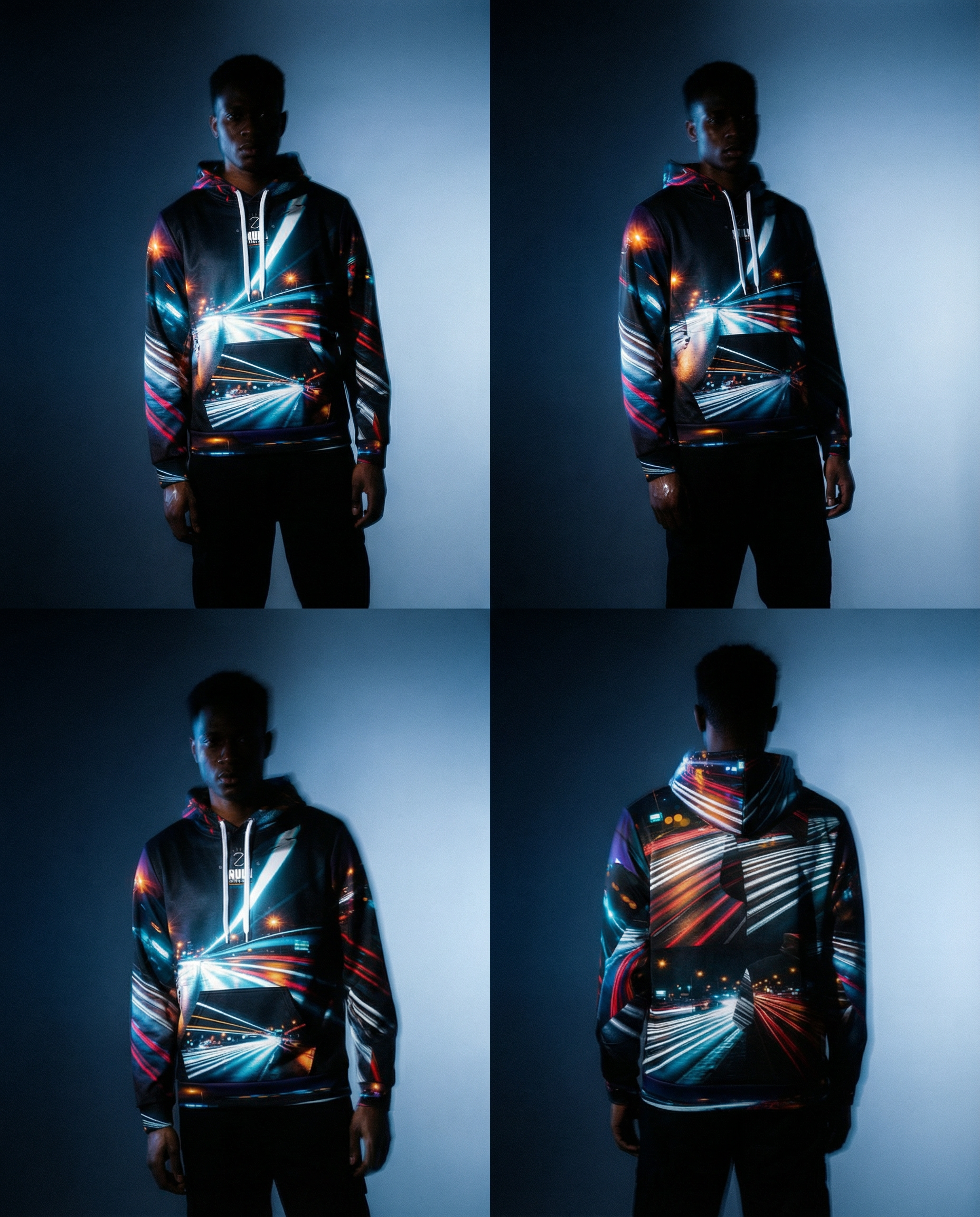 Night City Lights Hoodie — Urban Photography Long-Exposure Unisex Hoodie
