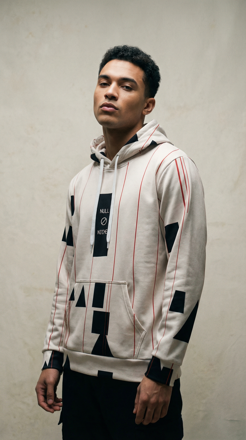 Architect of Dreams Hoodie — Sacred Geometry Unisex Cream & Red Hoodie